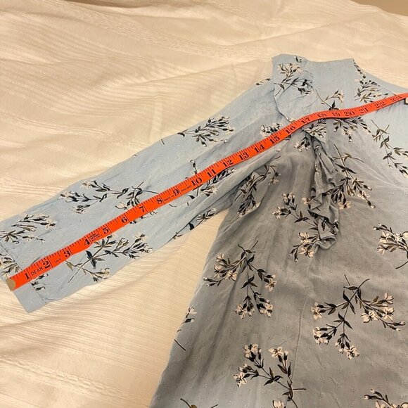 Lucky Brand Taylor Ruffle Peasant Blouse Blue - Small - Picture 16 of 16